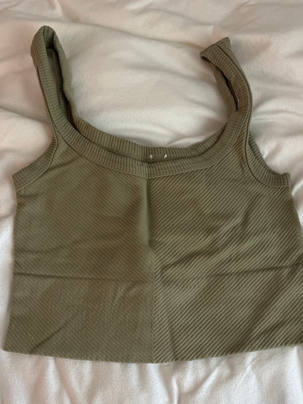 Ribbed Olive Square-Neck Tank Top
